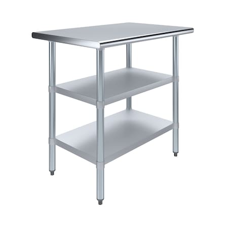 Amgood 24 in. x 30 in. Stainless Steel Table With Two Undershelves AMG WT-2436-2SH